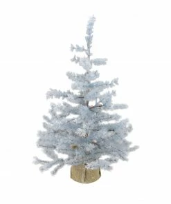 Arett Sales 3' Winter Light Frosted Blue Pine Artificial Christmas Tree With Burlap Base - Unlit