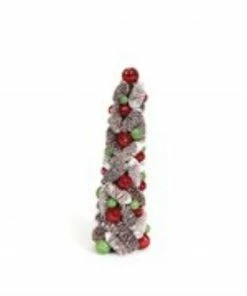 Alternative view of Melrose 1.5' Red And White Pine Cone Topiary Christmas Tree - Unlit
