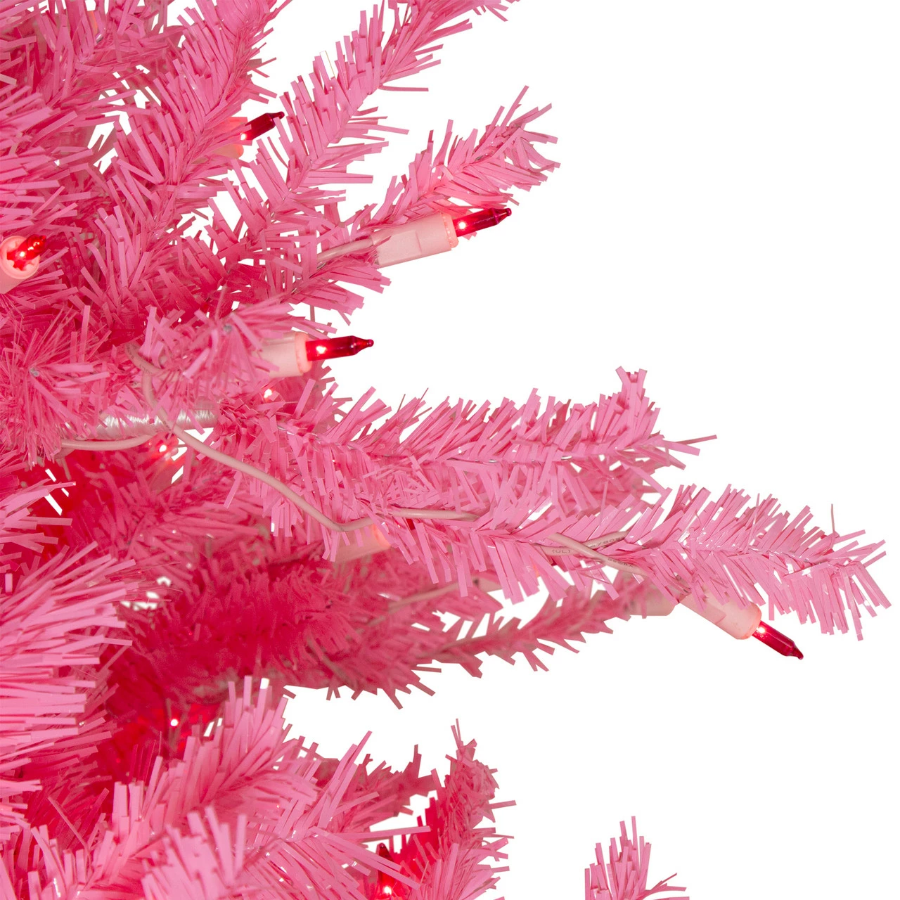 Northlight 7.5' Pre-Lit Pink Tinsel Slim Artificial Christmas Tree - Pink Lights 4 Northlight 7.5' Pre-Lit Pink Tinsel Slim Artificial Christmas Tree - Pink Lights - Image 2