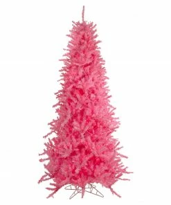 Northlight 7.5' Pre-Lit Pink Tinsel Slim Artificial Christmas Tree - Pink Lights