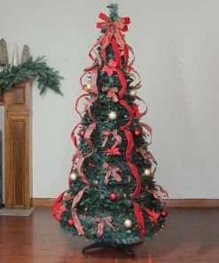 Alternative view of Northlight 6' Pre-Lit Red Plaid Pre-Decorated Pop-Up Artificial Christmas Tree, Multicolor Lights