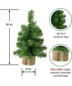 Alternative view of Northlight 10" Alpine Medium Artificial Christmas Tree With Wooden Base - Unlit
