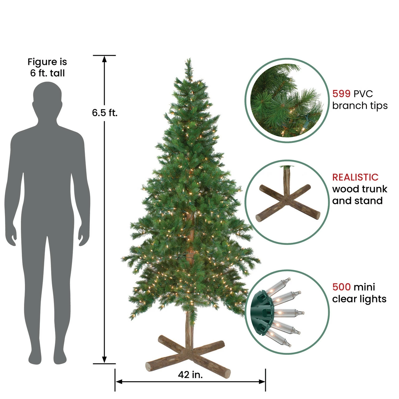 Northlight 6.5' Pre-Lit Slim Royal Alpine Artificial Christmas Tree - Clear Lights 4 Northlight 6.5' Pre-Lit Slim Royal Alpine Artificial Christmas Tree - Clear Lights - Image 2