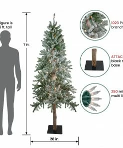 Northlight 7' Pre-Lit Pencil Flocked Alpine Artificial Christmas Tree - Clear Lights 9 Northlight 7' Pre-Lit Pencil Flocked Alpine Artificial Christmas Tree - Clear Lights -Northlight Shop northlight20v27443 72530.1665610746