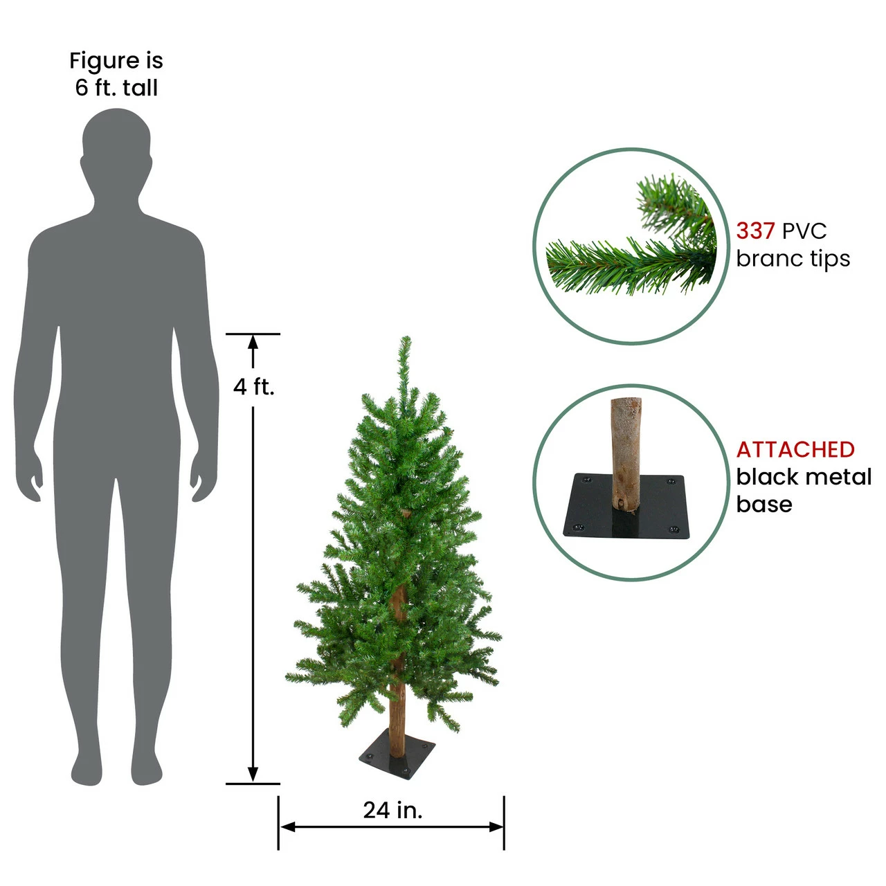 Northlight 4ft Alpine Artificial Christmas Tree, Unlit 5 Northlight 4ft Alpine Artificial Christmas Tree, Unlit - Image 3