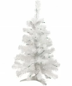 Northlight 3' Pre-Lit Slim White Pine Artificial Christmas Tree - Green Lights