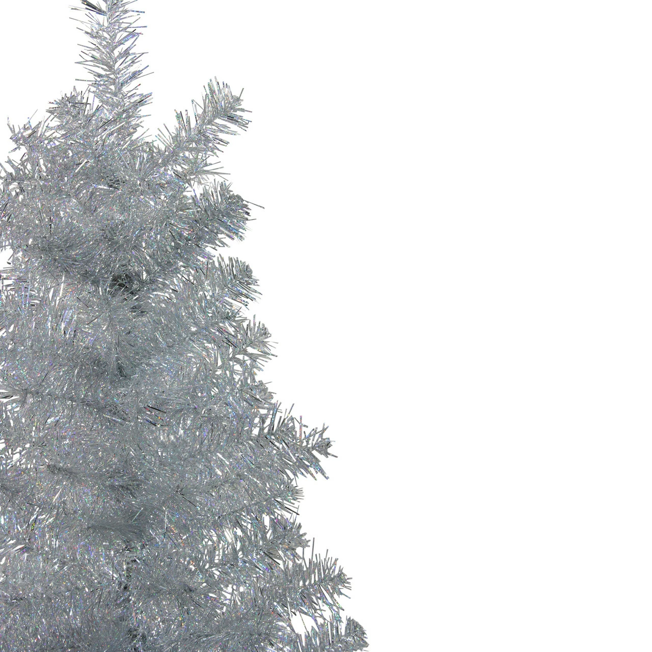 Northlight 4' Holographic Silver Tinsel Slim Artificial Christmas Tree - Unlit 4 Northlight 4' Holographic Silver Tinsel Slim Artificial Christmas Tree - Unlit - Image 2
