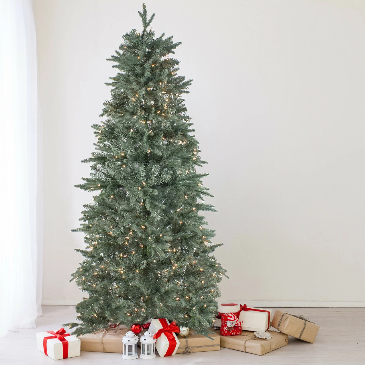 Northlight 9' Pre-Lit Slim Washington Frasier Fir Artificial Christmas Tree - Clear Lights 4 Northlight 9' Pre-Lit Slim Washington Frasier Fir Artificial Christmas Tree - Clear Lights - Image 2