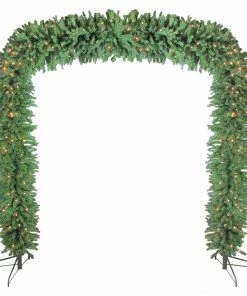 Northlight 9' X 8' Pre-Lit Pine Artificial Christmas Archway Decoration - Clear Lights