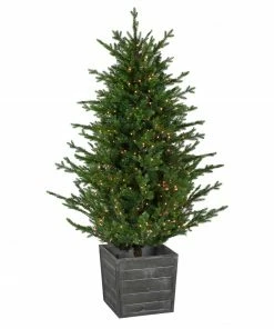 Northlight 6' Pre-Lit Potted Deluxe Russian Pine Artificial Christmas Tree, Warm White LED Lights