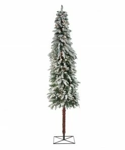 Northlight 7' Pre-Lit Green Pencil Flocked Alpine Artificial Christmas Tree - Clear Lights