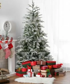 Alternative view of Northlight 6.5' Pre-Lit Flocked Winfield Fir Artificial Christmas Tree - Warm White LED Lights