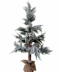 Northlight 35.25" Heavily Flocked Pine Tree In Natural Jute Base Christmas Decoration