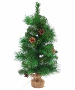 Northlight 23.5" Mixed Pine And Pine Cones Artificial Christmas Tree In Jute Base