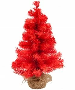 Northlight 17.5" Scarlett Red Pine Christmas Tree In Natural Jute Base