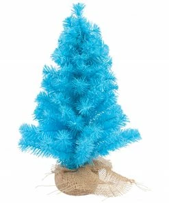 Northlight 17.5" Cerulean Blue Pine Tree In Natural Jute Base Christmas Decoration
