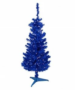Northlight 4' Pre-Lit Blue Artificial Tinsel Christmas Tree, Clear Lights