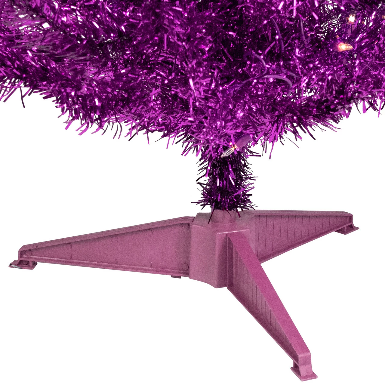 Northlight 4' Pre-Lit Purple Artificial Tinsel Christmas Tree, Clear Lights 7 Northlight 4' Pre-Lit Purple Artificial Tinsel Christmas Tree, Clear Lights - Image 5