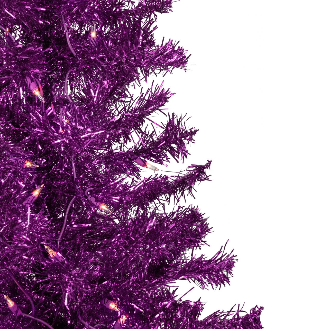Northlight 4' Pre-Lit Purple Artificial Tinsel Christmas Tree, Clear Lights 5 Northlight 4' Pre-Lit Purple Artificial Tinsel Christmas Tree, Clear Lights - Image 3