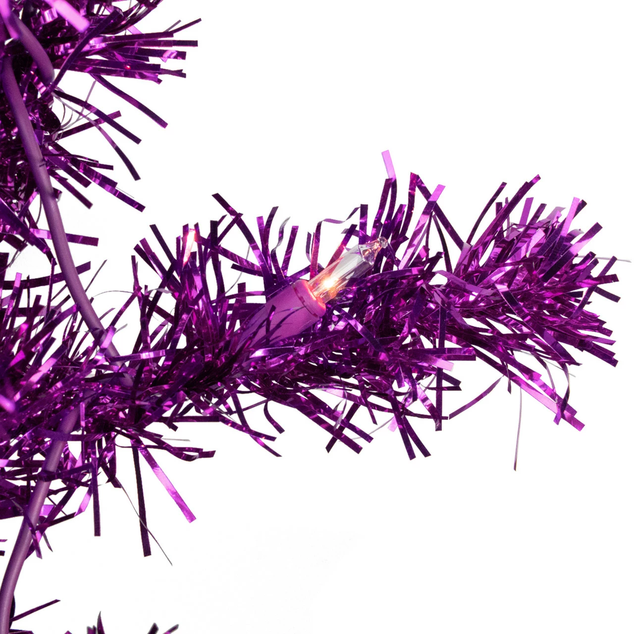 Northlight 4' Pre-Lit Purple Artificial Tinsel Christmas Tree, Clear Lights 4 Northlight 4' Pre-Lit Purple Artificial Tinsel Christmas Tree, Clear Lights - Image 2
