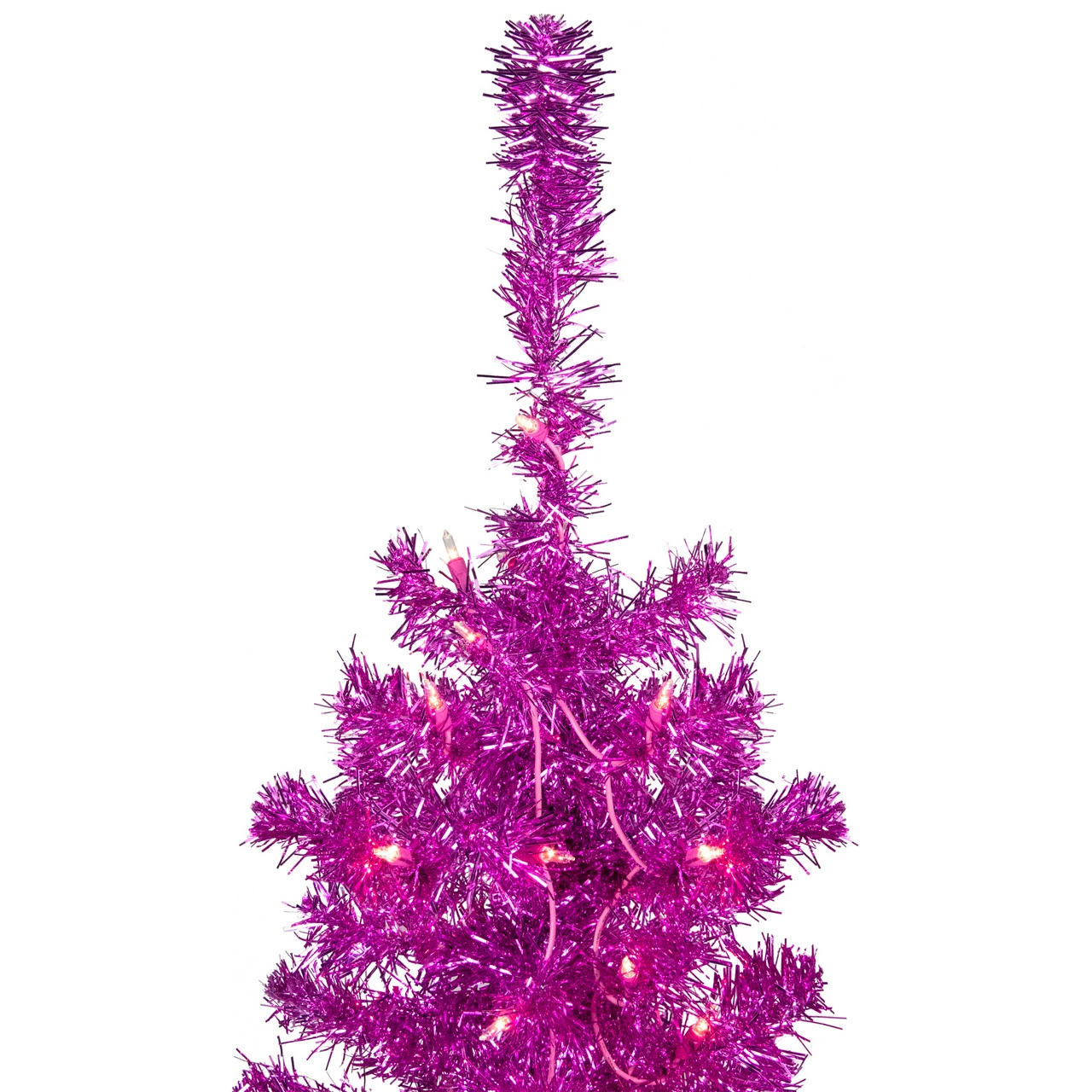 Northlight 6' Pre-Lit Pink Artificial Tinsel Christmas Tree, Clear Lights 6 Northlight 6' Pre-Lit Pink Artificial Tinsel Christmas Tree, Clear Lights - Image 4