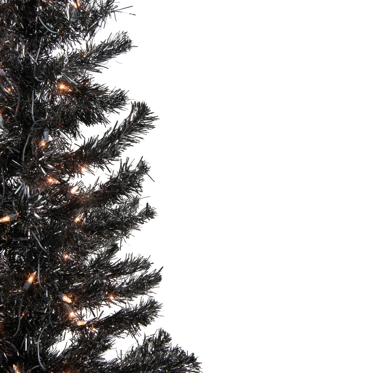 Northlight 4' Pre-Lit Black Artificial Tinsel Christmas Tree, Clear Lights 6 Northlight 4' Pre-Lit Black Artificial Tinsel Christmas Tree, Clear Lights - Image 4