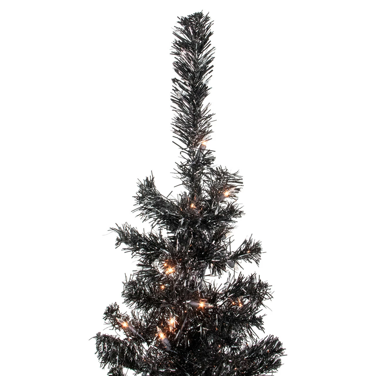 Northlight 4' Pre-Lit Black Artificial Tinsel Christmas Tree, Clear Lights 5 Northlight 4' Pre-Lit Black Artificial Tinsel Christmas Tree, Clear Lights - Image 3