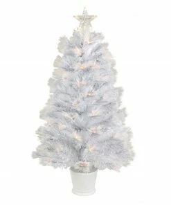 Northlight 3' Pre-Lit White Fiber Optic Artificial Christmas Tree, Warm White Lights
