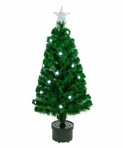 Northlight 3' Pre-Lit Color Changing Fiber Optic Artificial Christmas Tree With Balls