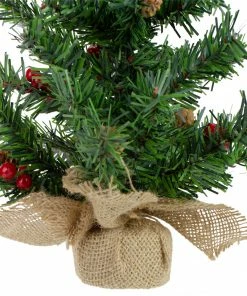 Northlight 16" Potted Red Berries And Pine Cones Medium Artificial Christmas Tree – Unlit -Northlight Shop northlight kji91320 2 75263.1600824029