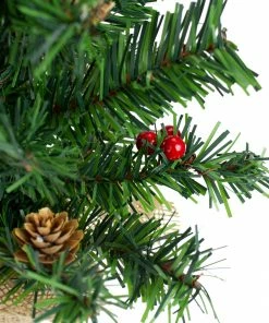 Northlight 16" Potted Red Berries And Pine Cones Medium Artificial Christmas Tree – Unlit -Northlight Shop northlight kji91320 3 47985.1600824029
