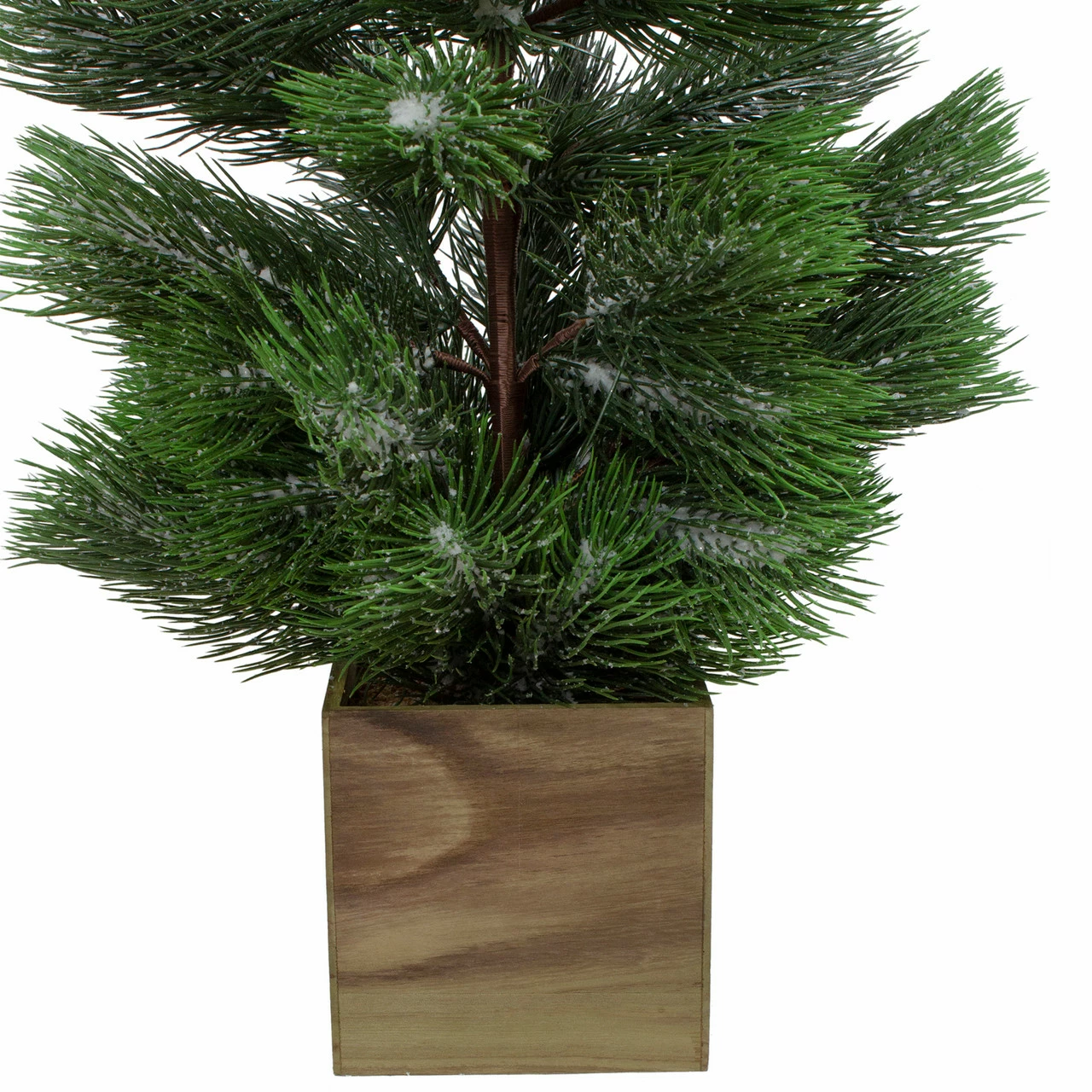 Northlight 3' Snowy Pine Artificial Christmas Tree In Wooden Pot - Unlit 6 Northlight 3' Snowy Pine Artificial Christmas Tree In Wooden Pot - Unlit - Image 4