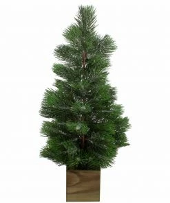 Northlight 3' Snowy Pine Artificial Christmas Tree In Wooden Pot - Unlit