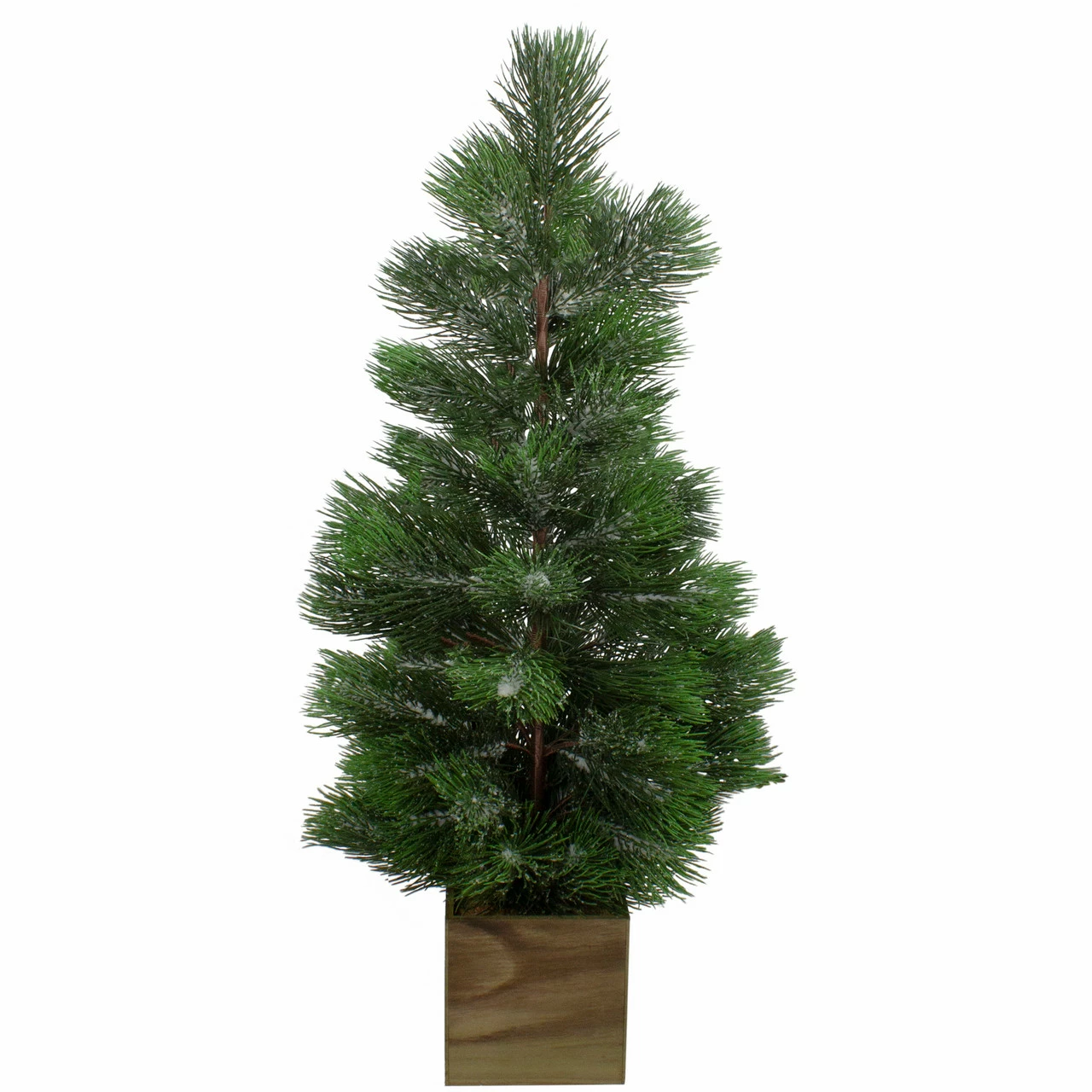 Northlight 3' Snowy Pine Artificial Christmas Tree In Wooden Pot - Unlit 3 Northlight 3' Snowy Pine Artificial Christmas Tree In Wooden Pot - Unlit