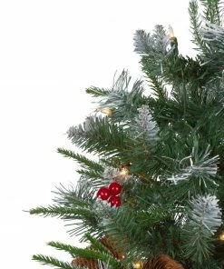 Northlight 4' Pre-Lit Frosted Mixed Berry Pine Artificial Christmas Tree In Pot - Clear Lights -Northlight Shop northlight lt91581 2 91678.1665611634