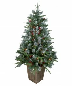 Northlight 4' Pre-Lit Frosted Mixed Berry Pine Artificial Christmas Tree In Pot - Clear Lights -Northlight Shop northlight lt91581 2 updated 88112.1665611634