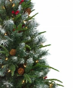 Alternative view of Northlight 6' Pre-Lit Frosted Mixed Berry Pine Artificial Christmas Tree - Clear Lights