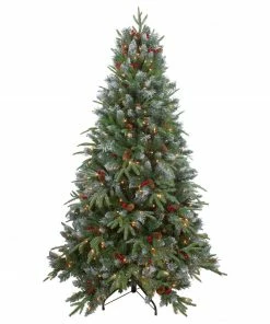 Northlight 6' Pre-Lit Frosted Mixed Berry Pine Artificial Christmas Tree - Clear Lights