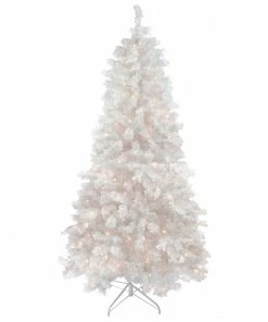 Northlight 6.5' Pre-Lit Flocked White Spruce Artificial Christmas Tree - Clear Lights