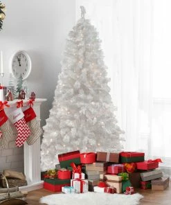 Alternative view of Northlight 6.5' Pre-Lit Flocked White Spruce Artificial Christmas Tree - Clear Lights