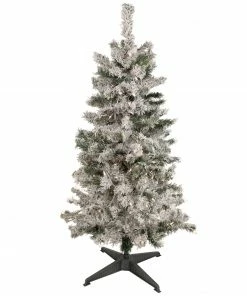 Northlight 4.5' Pre-Lit Flocked Pine Medium Artificial Christmas Tree - Clear Lights