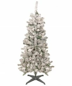 Northlight 4.5' Pre-Lit Medium Heavily Flocked Pine Artificial Christmas Tree, Multicolor Lights