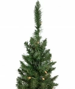 Alternative view of Northlight Set Of 2 Pre-Lit Potted Porch Pine Topiary Slim Artificial Christmas Trees 4' - Clear Lights