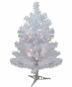 Northlight 2' Pre-lit White Iridescent Pine Artificial Christmas Tree - Clear Lights