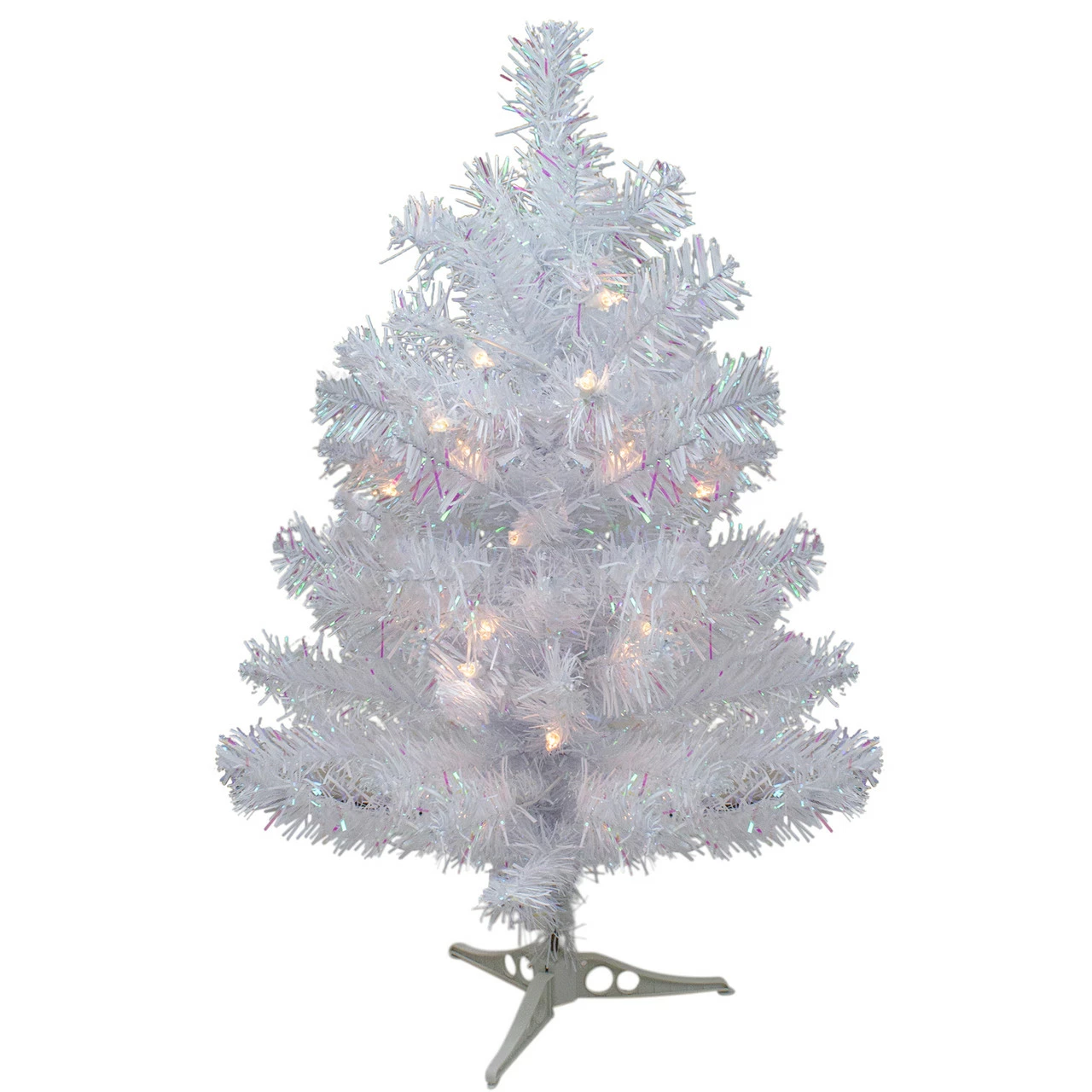Northlight 2' Pre-lit White Iridescent Pine Artificial Christmas Tree - Clear Lights 3 Northlight 2' Pre-lit White Iridescent Pine Artificial Christmas Tree - Clear Lights