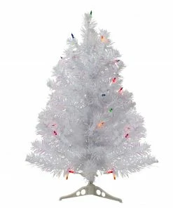 Northlight 2' Pre-lit Rockport White Pine Artificial Christmas Tree, Multi Lights