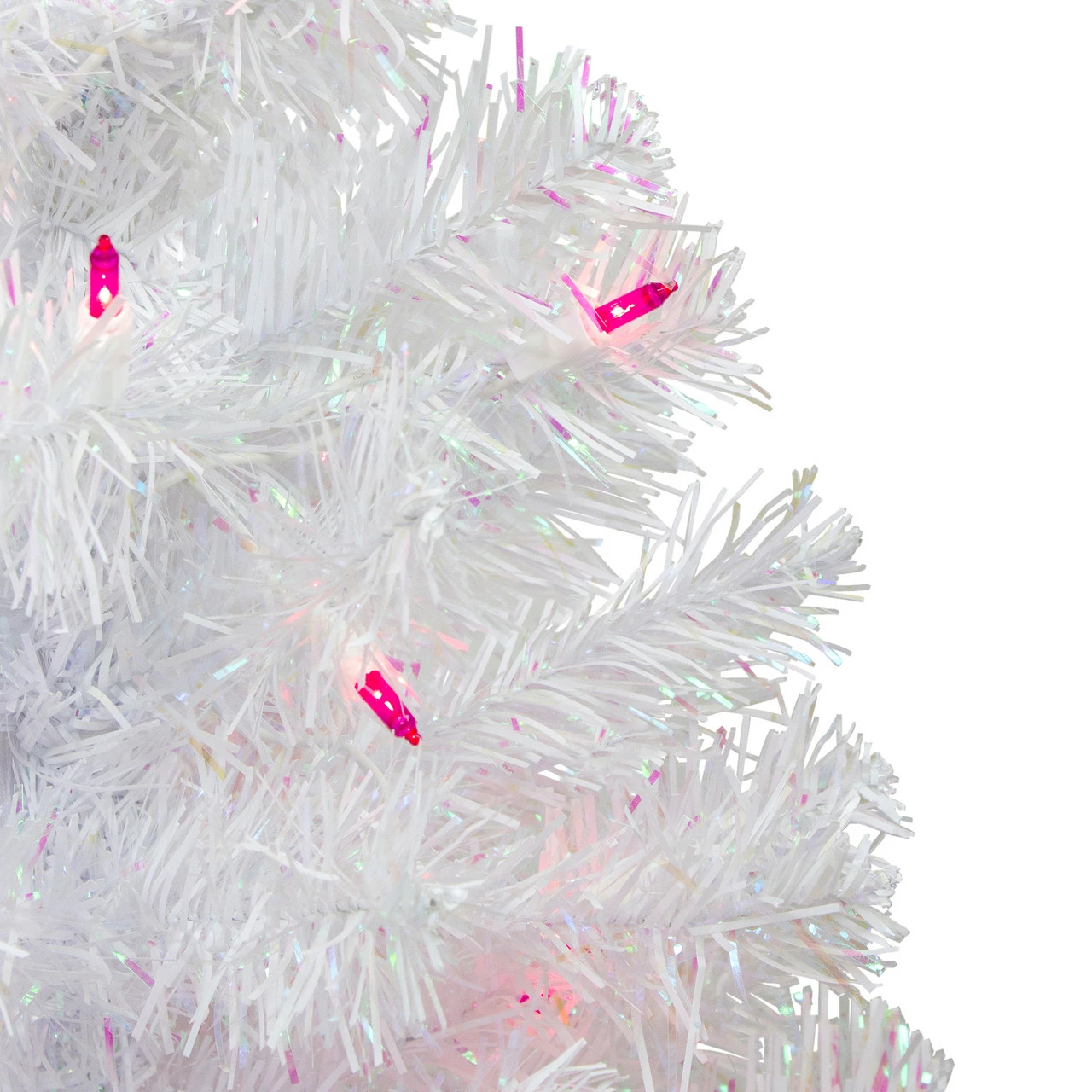 Northlight 2' Pre-lit White Iridescent Pine Artificial Christmas Tree - Pink Lights 5 Northlight 2' Pre-lit White Iridescent Pine Artificial Christmas Tree - Pink Lights - Image 3