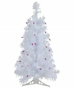 Northlight 2' Pre-lit White Iridescent Pine Artificial Christmas Tree - Purple Lights