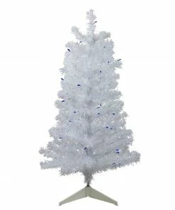 Northlight 3' Pre-Lit White Medium Pine Artificial Christmas Tree - Blue Lights
