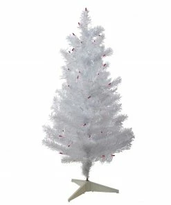 Northlight 3' Pre-Lit White Medium Iridescent Pine Artificial Christmas Tree - Purple Lights